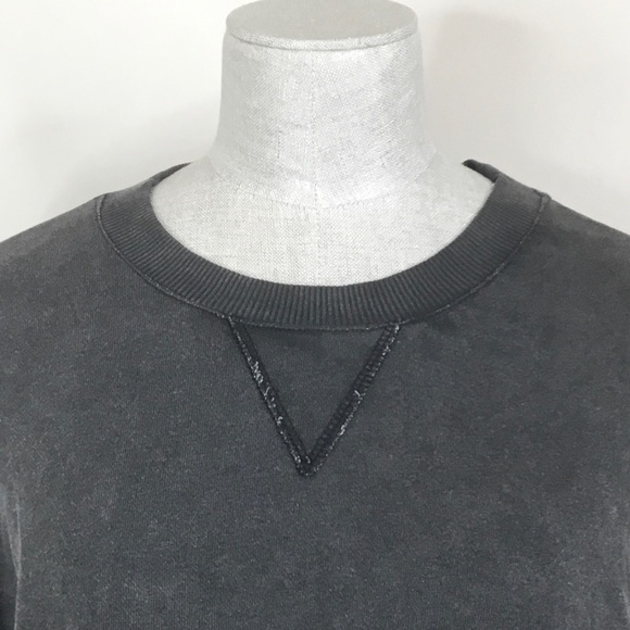 7 For All Mankind Black Ruffle Crop Sweatshirt - Picture 8 of 10
